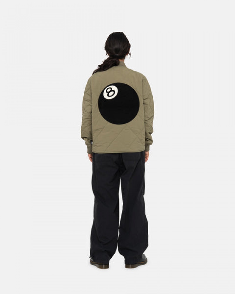 Stussy 8 Ball Kapitone Liner Jacket Mont Kadın Zeytin Yeşili Türkiye | YXQ-7287