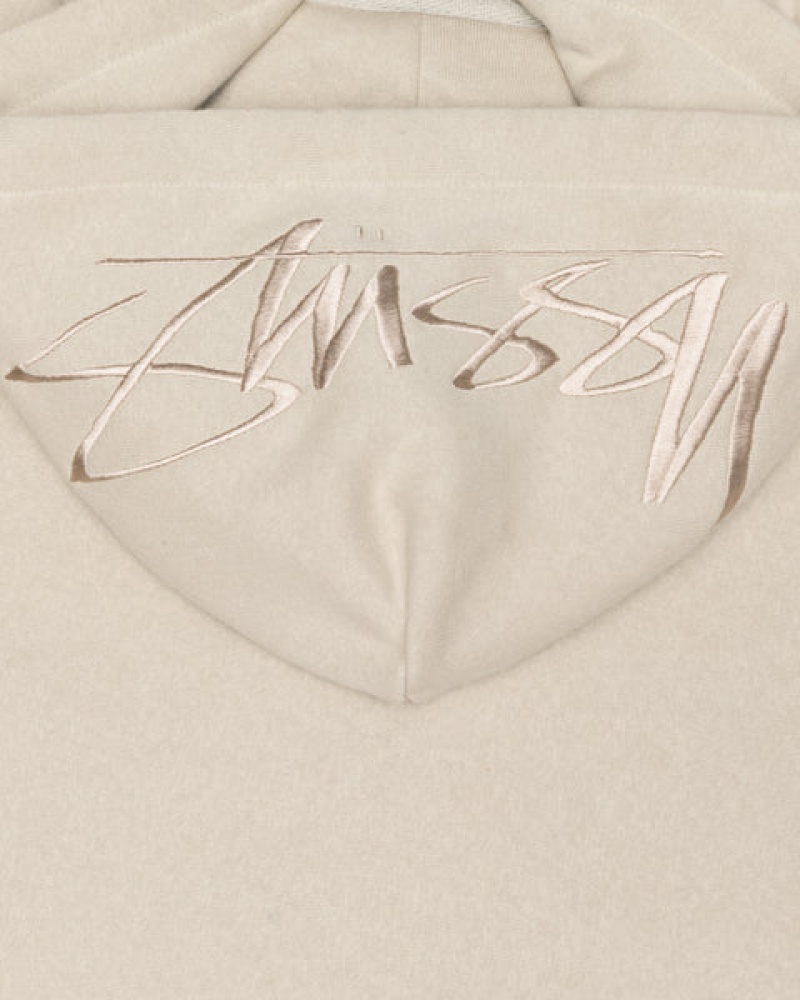 Stussy Back Hood Applique Hood Tişörtü Erkek Haki Türkiye | BYN-4681