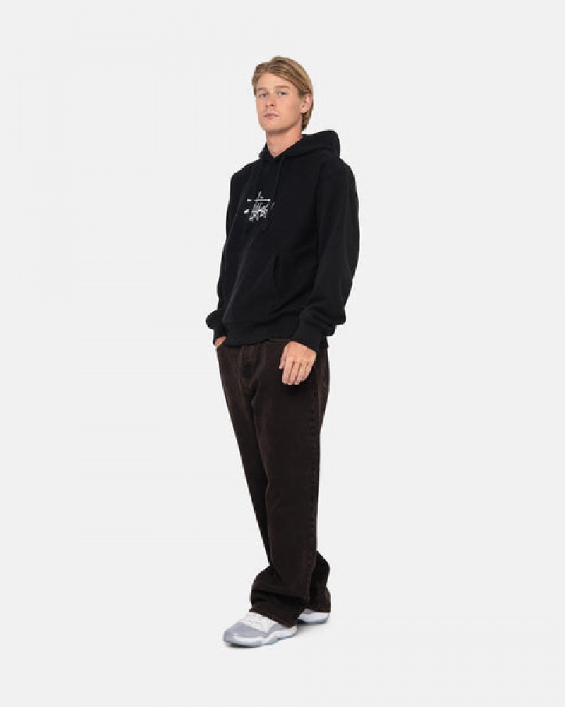 Stussy Basic Applique Hoodie Kadın Siyah Türkiye | ZFT-6967