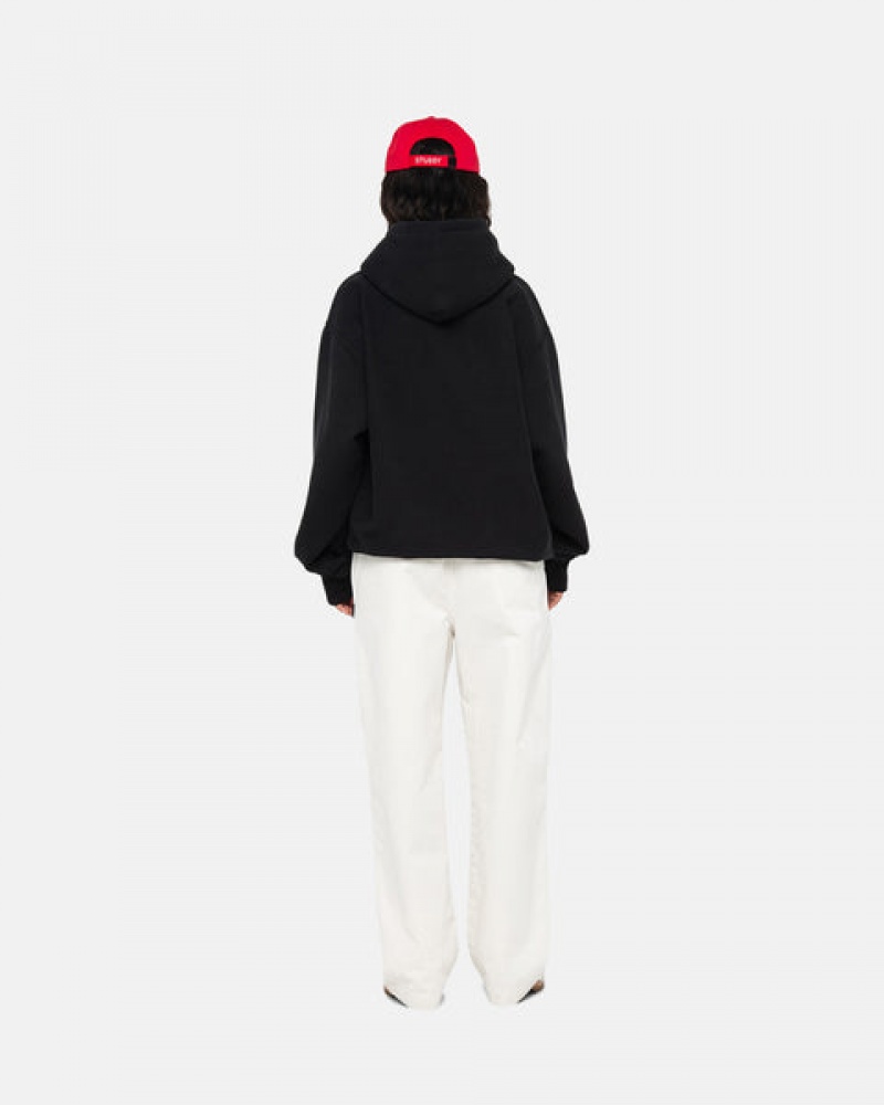 Stussy Basic Applique Hoodie Kadın Siyah Türkiye | ZFT-6967