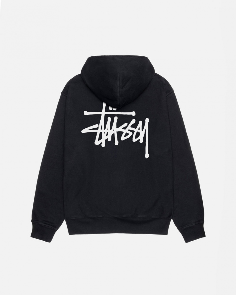 Stussy Basic Stüssy Pigment Dyed Hoodie Erkek Siyah Türkiye | YBA-4204