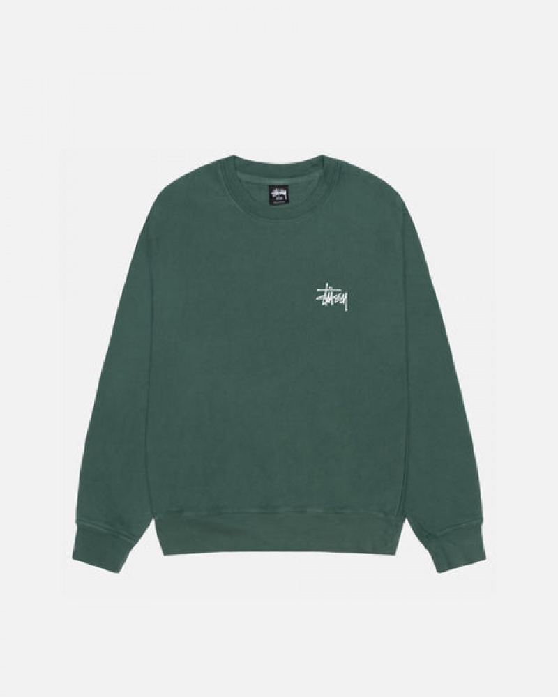 Stussy Basic Stussy Crew Pigment Dyed Tişörtü Erkek Yeşil Türkiye | TXO-3912