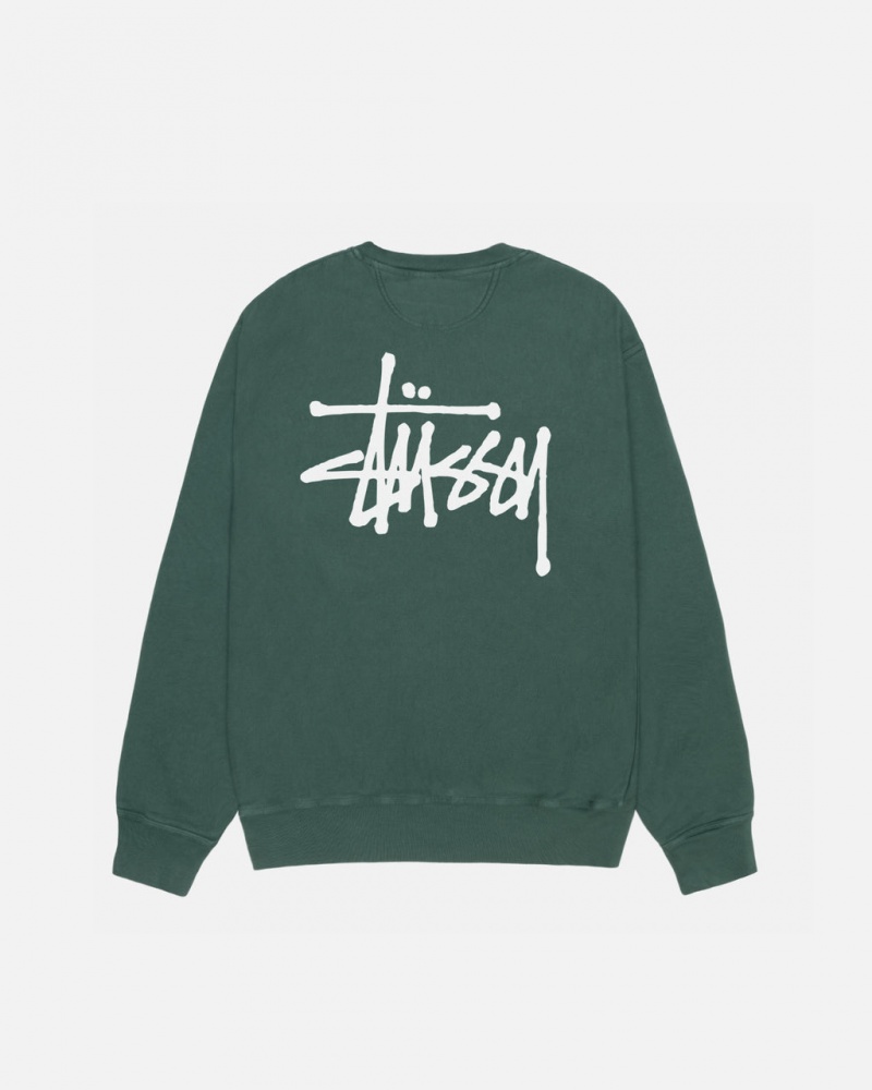 Stussy Basic Stussy Crew Pigment Dyed Tişörtü Erkek Yeşil Türkiye | TXO-3912