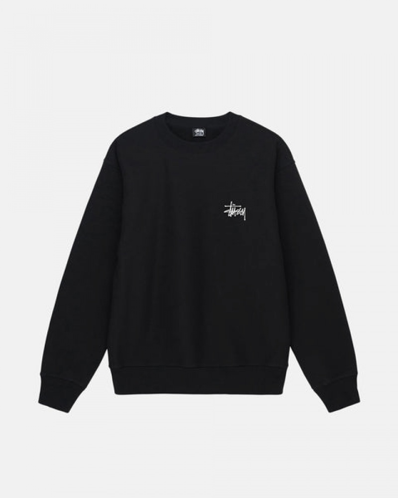 Stussy Basic Stussy Crew Tişörtü Erkek Siyah Türkiye | XJW-6844