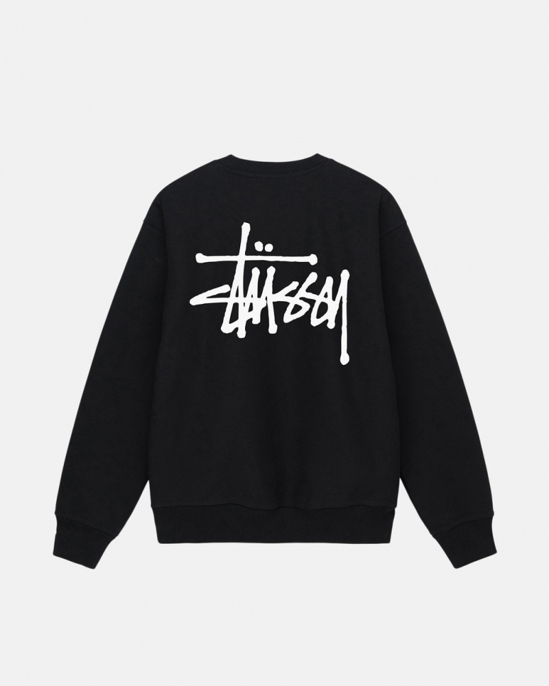 Stussy Basic Stussy Crew Tişörtü Erkek Siyah Türkiye | XJW-6844