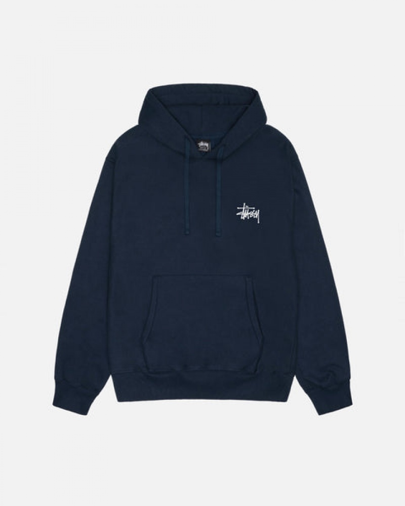 Stussy Basic Stussy Hoodie Erkek Lacivert Türkiye | CQO-2113