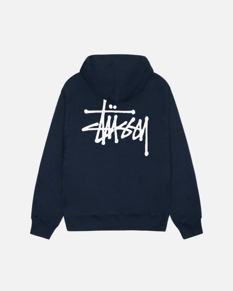 Stussy Basic Stussy Hoodie Erkek Lacivert Türkiye | CQO-2113