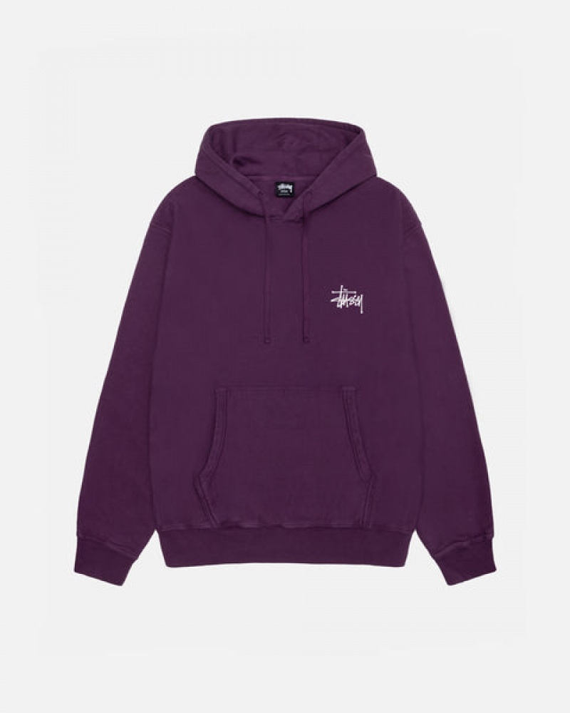 Stussy Basic Stussy Hoodie Pigment Dyed Hoodie Erkek Mor Türkiye | HPQ-5789