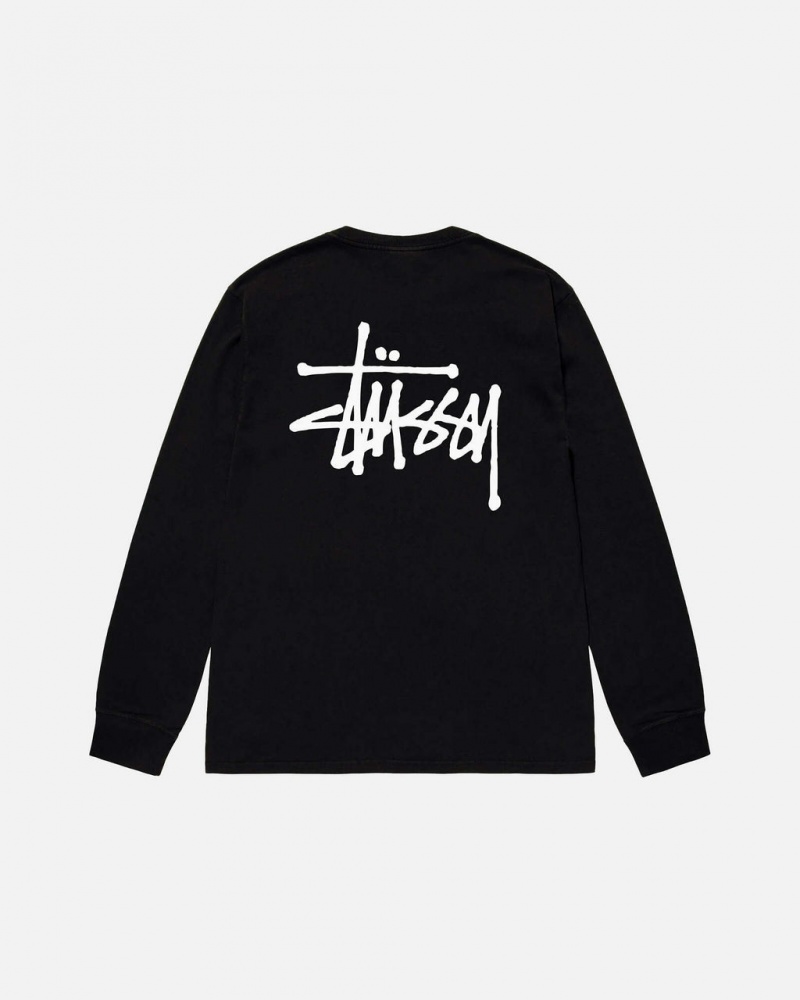 Stussy Basic Stussy Ls Tee T shirt Erkek Siyah Türkiye | OPQ-3952