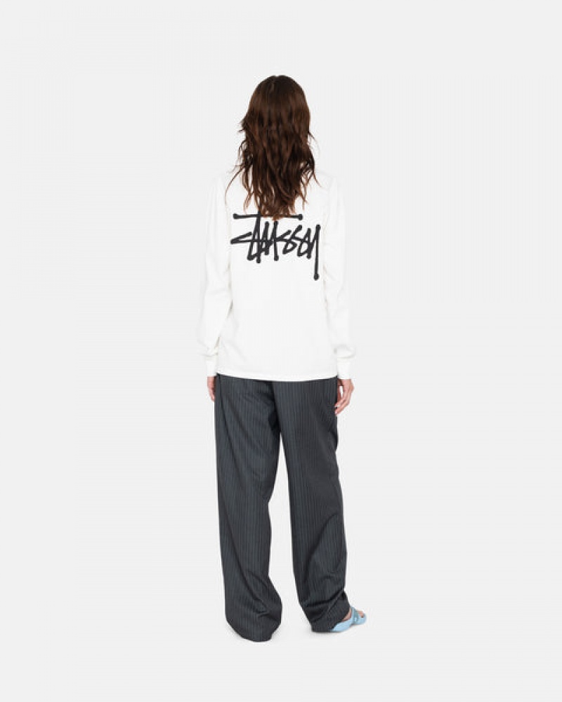 Stussy Basic Stussy Ls Tee T shirt Kadın Beyaz Türkiye | JYR-0579