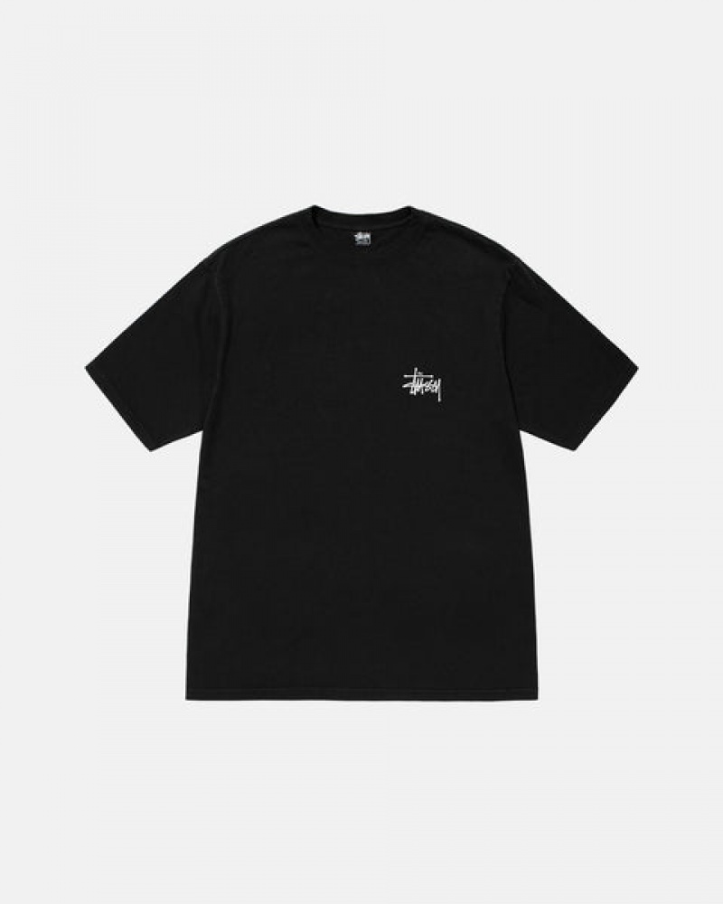 Stussy Basic Stussy Pigment Dyed Tee T shirt Kadın Siyah Türkiye | XHG-6664