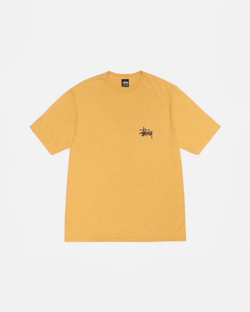 Stussy Basic Stussy Tee Pigment Dyed T shirt Kadın Sarı Türkiye | BPA-8609