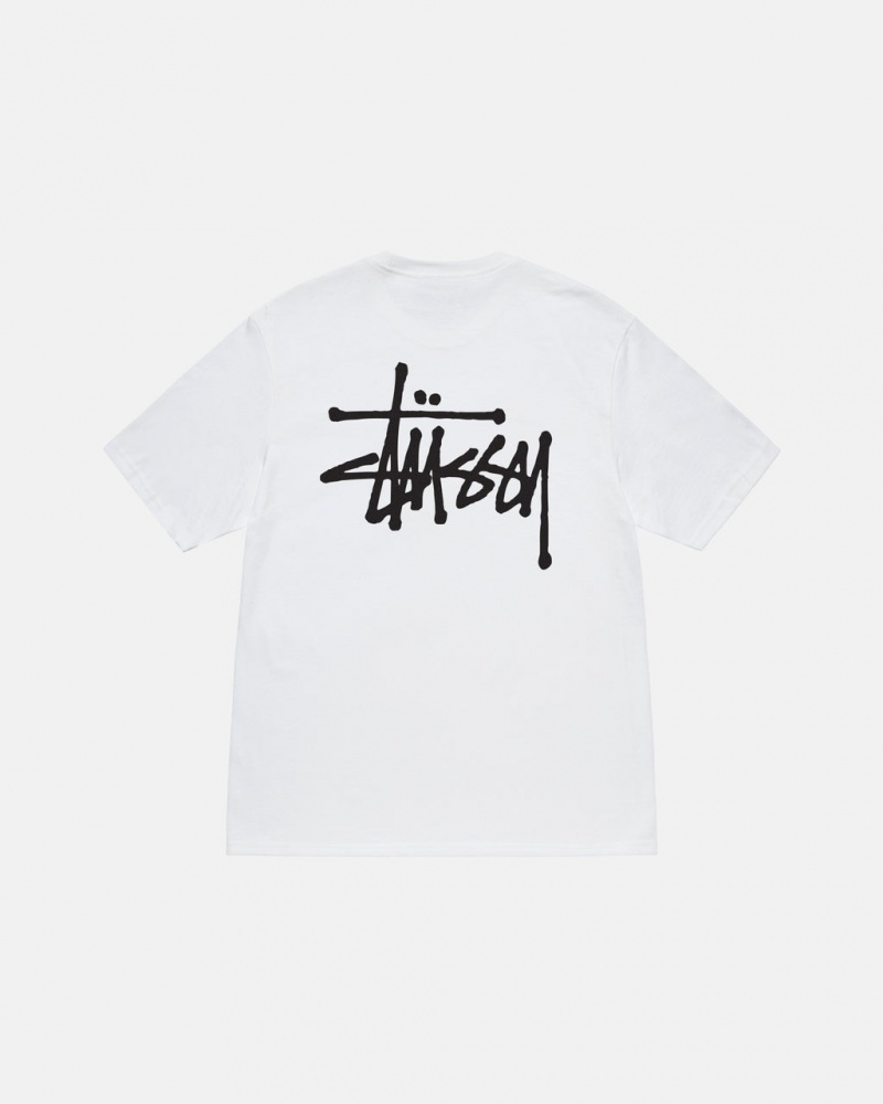 Stussy Basic Stussy Tee T shirt Kadın Beyaz Türkiye | ANM-9507