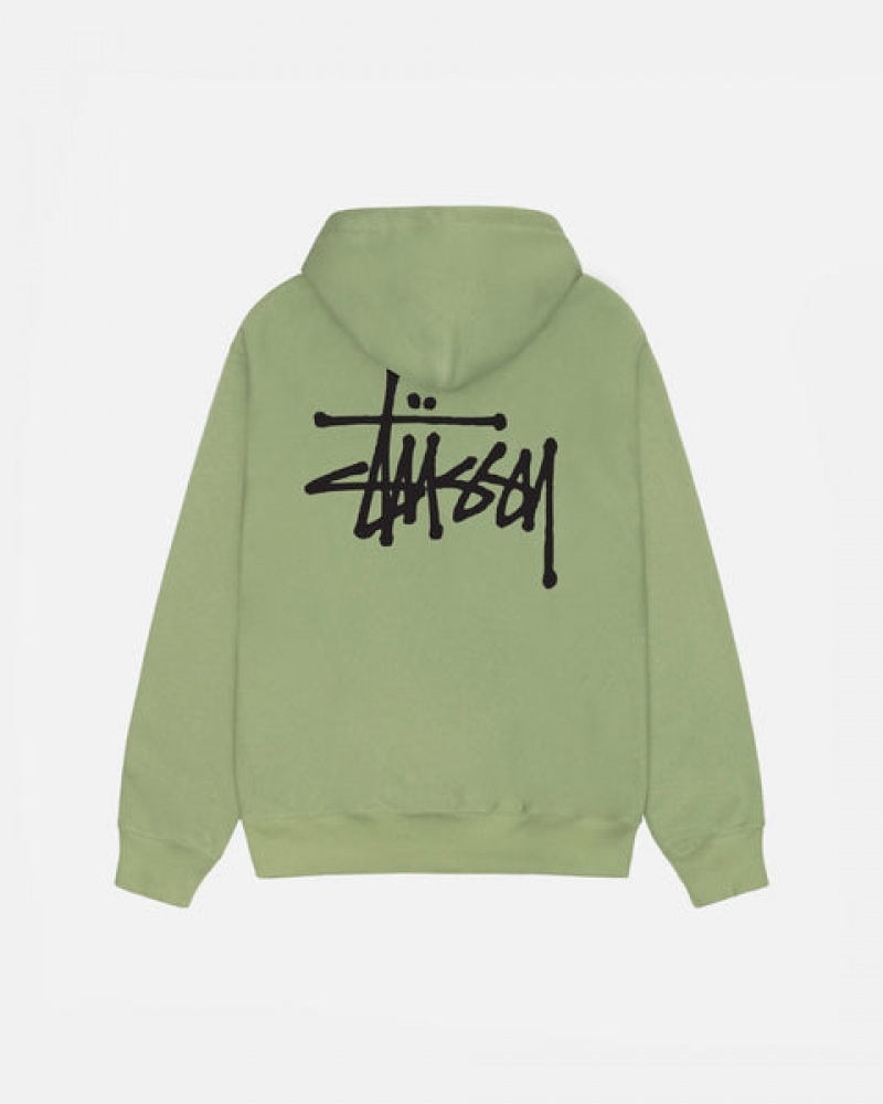 Stussy Basic Stussy Zip Hood Tişörtü Erkek Yeşil Türkiye | IEB-9678