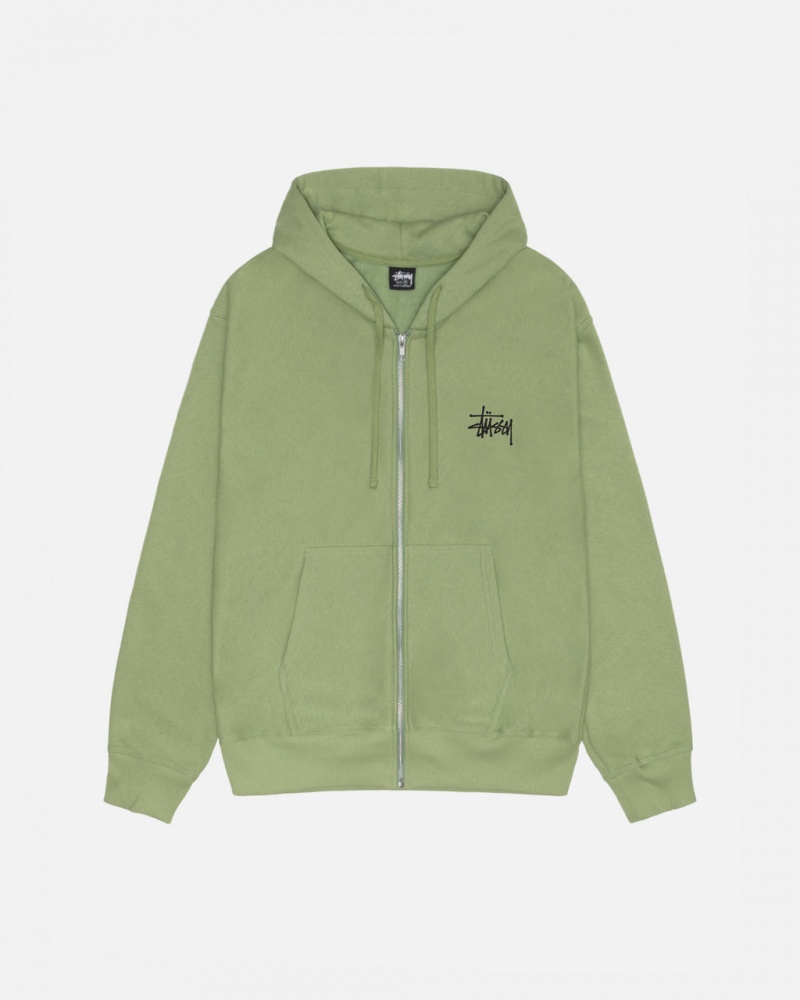 Stussy Basic Stussy Zip Hood Tişörtü Erkek Yeşil Türkiye | IEB-9678