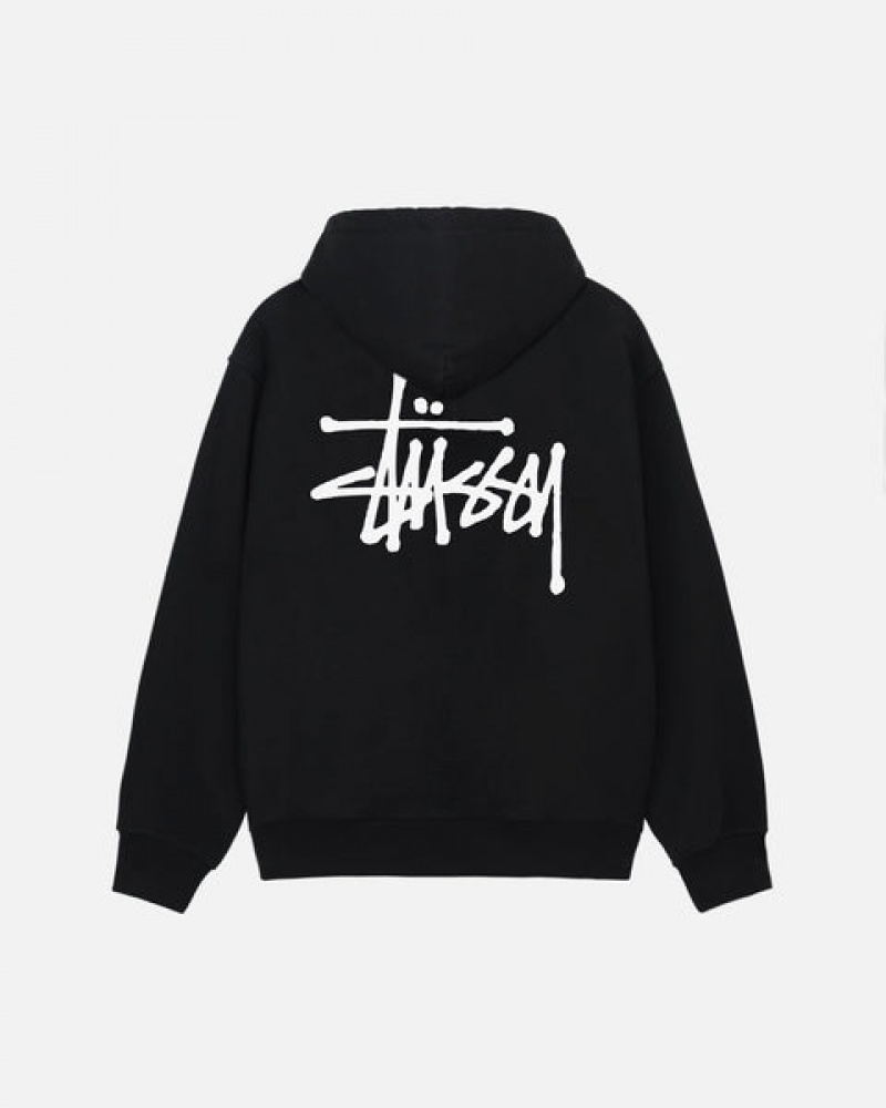 Stussy Basic Stussy Zip Hoodie Erkek Siyah Türkiye | IGE-7736