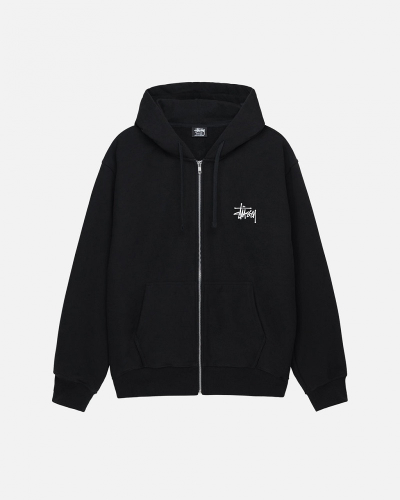 Stussy Basic Stussy Zip Hoodie Erkek Siyah Türkiye | IGE-7736