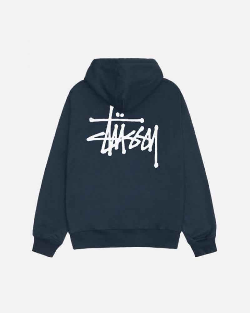 Stussy Basic Stussy Zip Hoodie Erkek Lacivert Türkiye | KEZ-7836