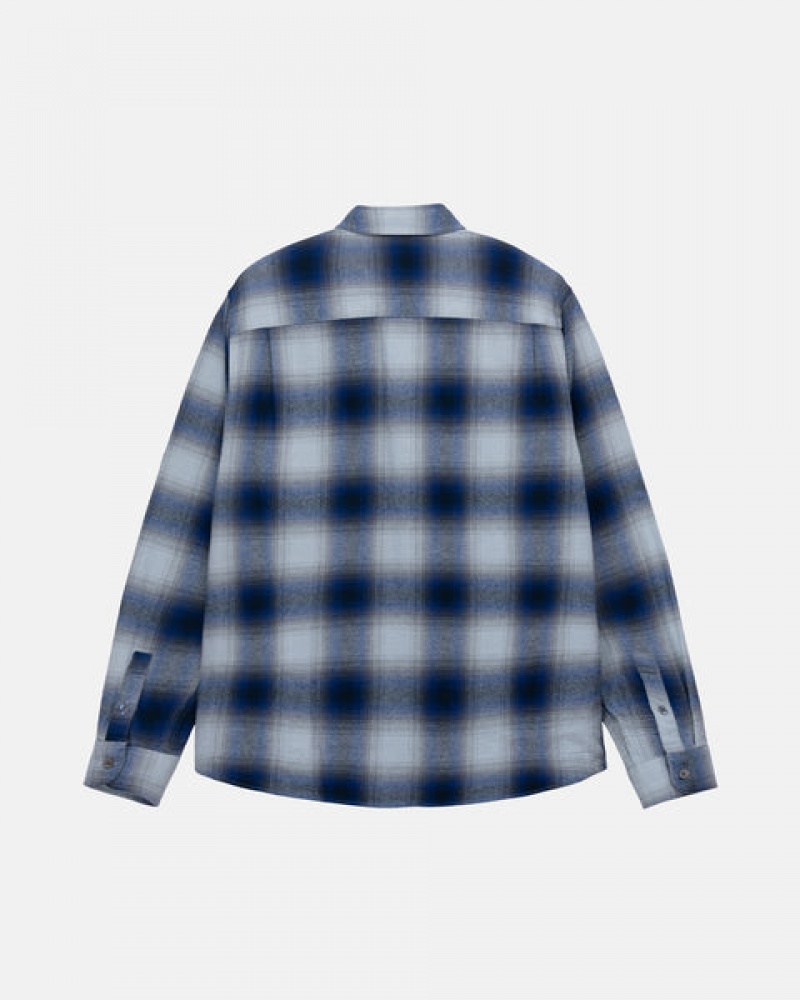 Stussy Bay Plaid Shirt Gömlek Ceket Erkek Lacivert Türkiye | ZHI-1095