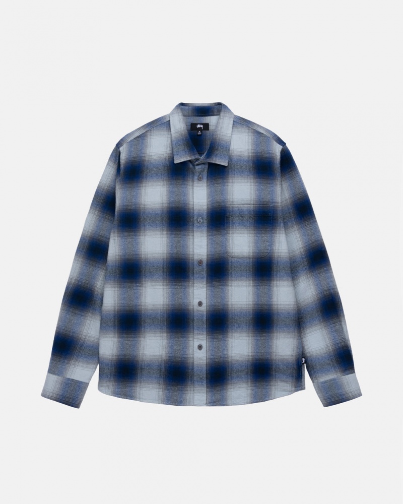 Stussy Bay Plaid Shirt Gömlek Ceket Erkek Lacivert Türkiye | ZHI-1095