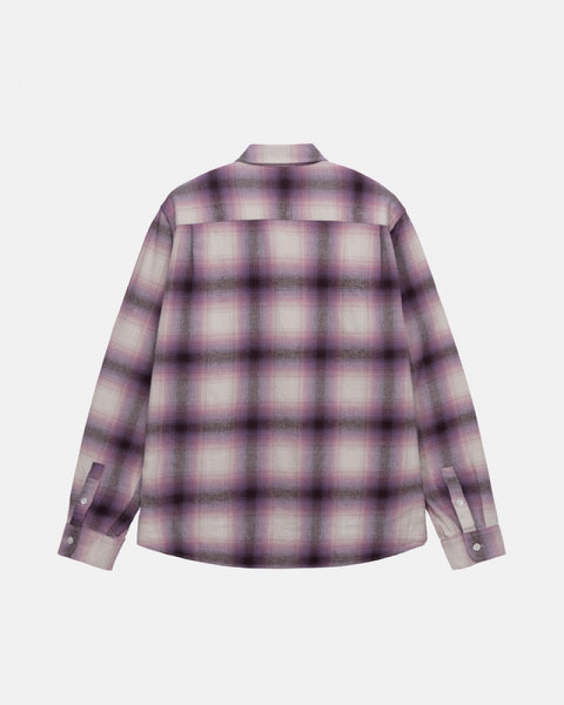 Stussy Bay Plaid Shirt Gömlek Kadın Bordo Türkiye | SER-9190