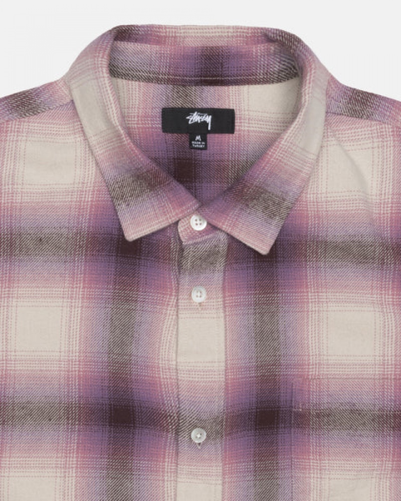 Stussy Bay Plaid Shirt Gömlek Kadın Bordo Türkiye | SER-9190