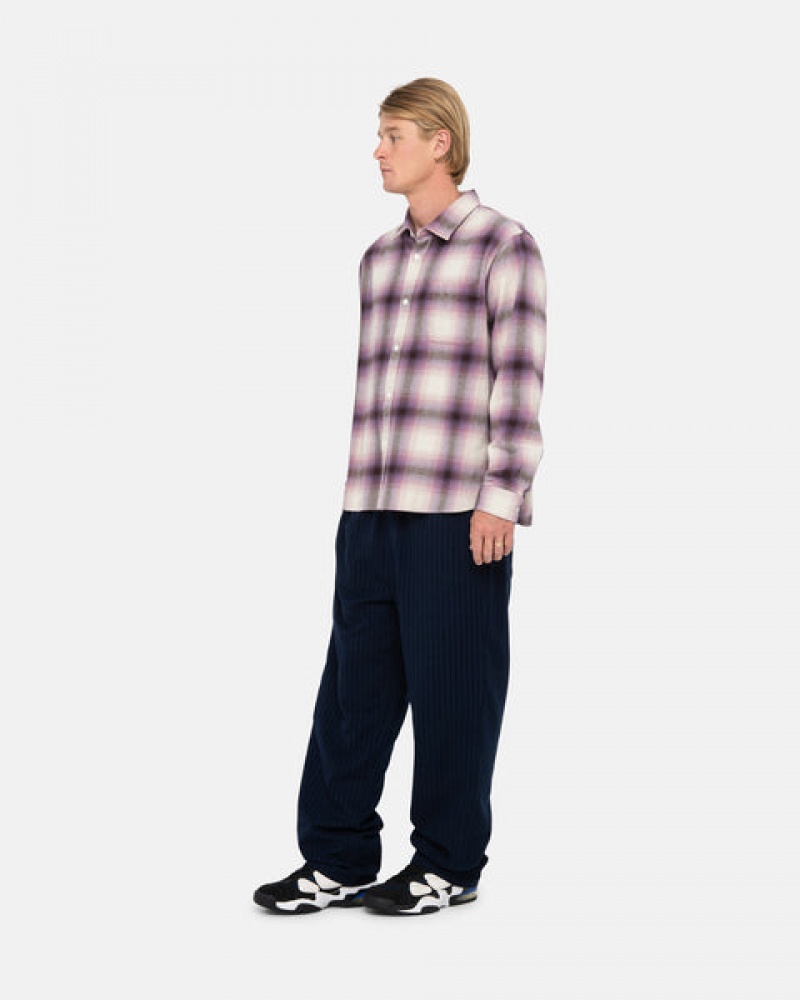 Stussy Bay Plaid Shirt Gömlek Kadın Bordo Türkiye | SER-9190