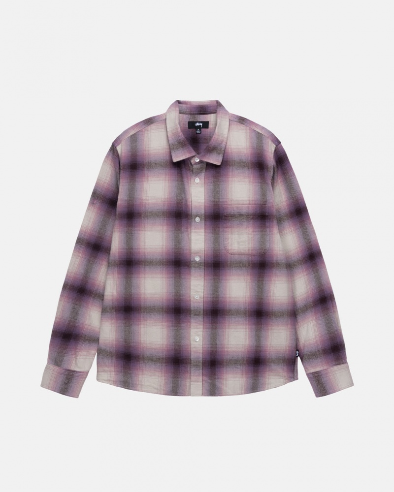 Stussy Bay Plaid Shirt Gömlek Kadın Bordo Türkiye | SER-9190