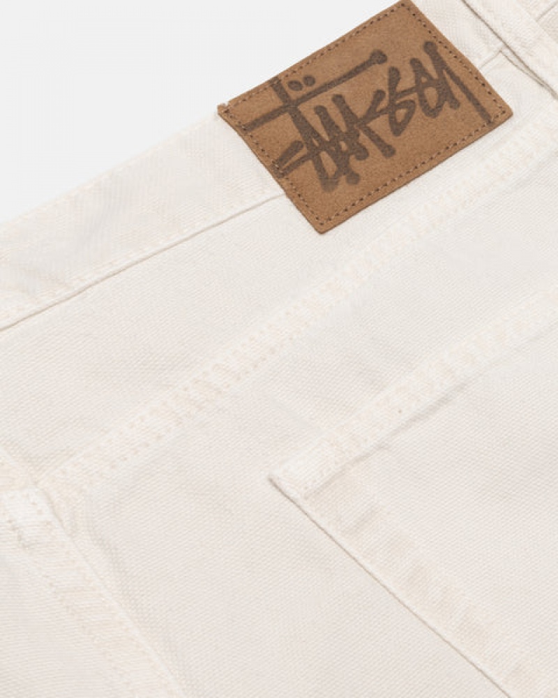 Stussy Big Ol' Jean Washed Kanvas Denim Erkek Bej Rengi Türkiye | VWO-4778