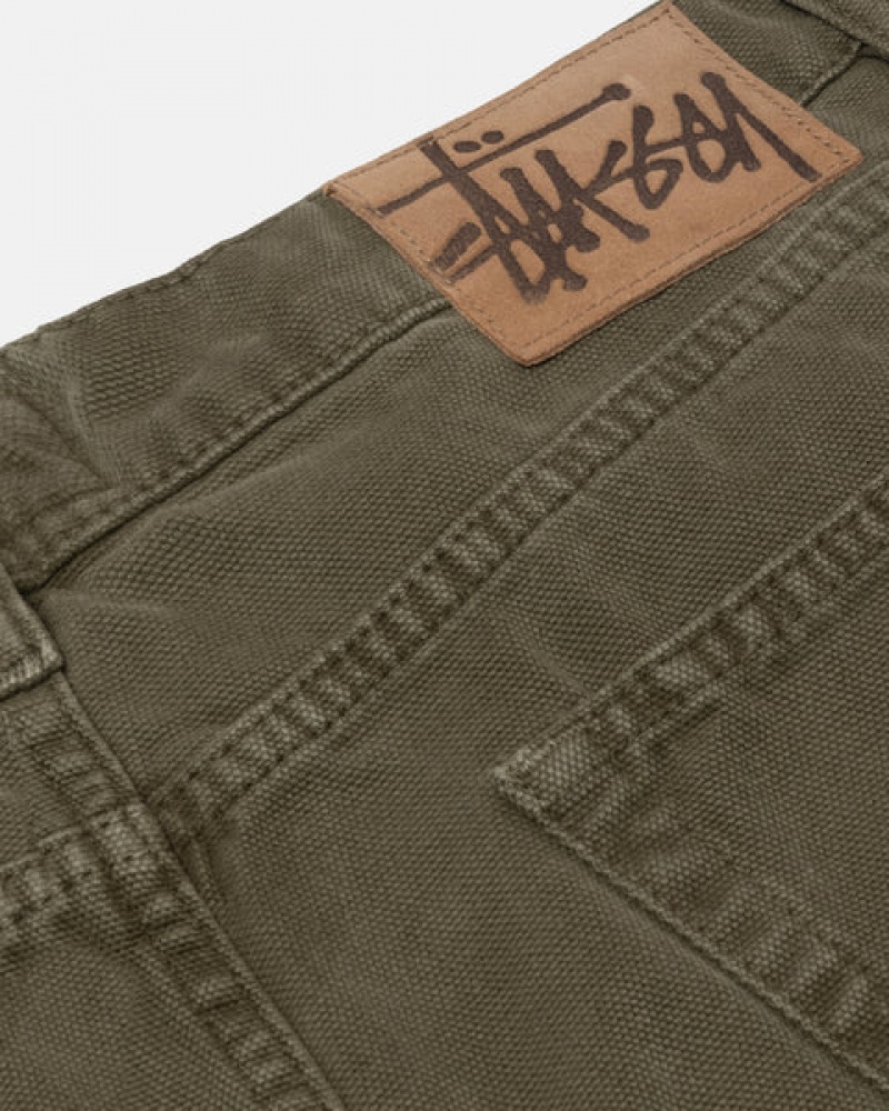 Stussy Big Ol' Jean Washed Kanvas Denim Erkek Zeytin Yeşili Türkiye | EHZ-7619