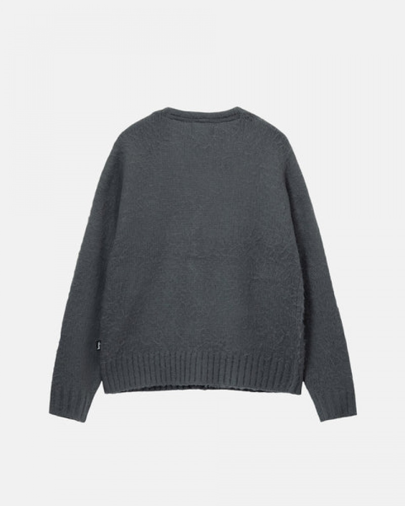 Stussy Brushed Cardigan Kazak Erkek Charcoal Türkiye | YJB-9815