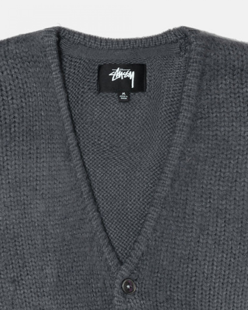 Stussy Brushed Cardigan Kazak Erkek Charcoal Türkiye | YJB-9815