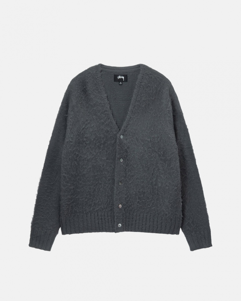 Stussy Brushed Cardigan Kazak Erkek Charcoal Türkiye | YJB-9815