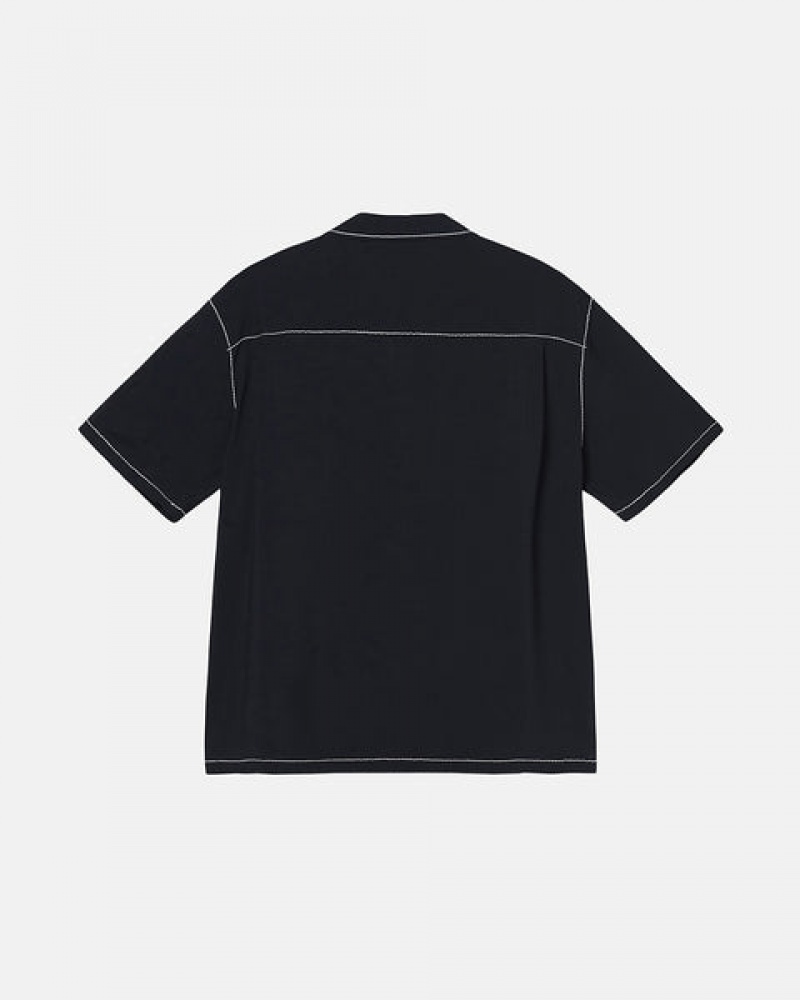 Stussy Contrast Pick Stitched Shirt Gömlek Kadın Siyah Türkiye | JZV-7531