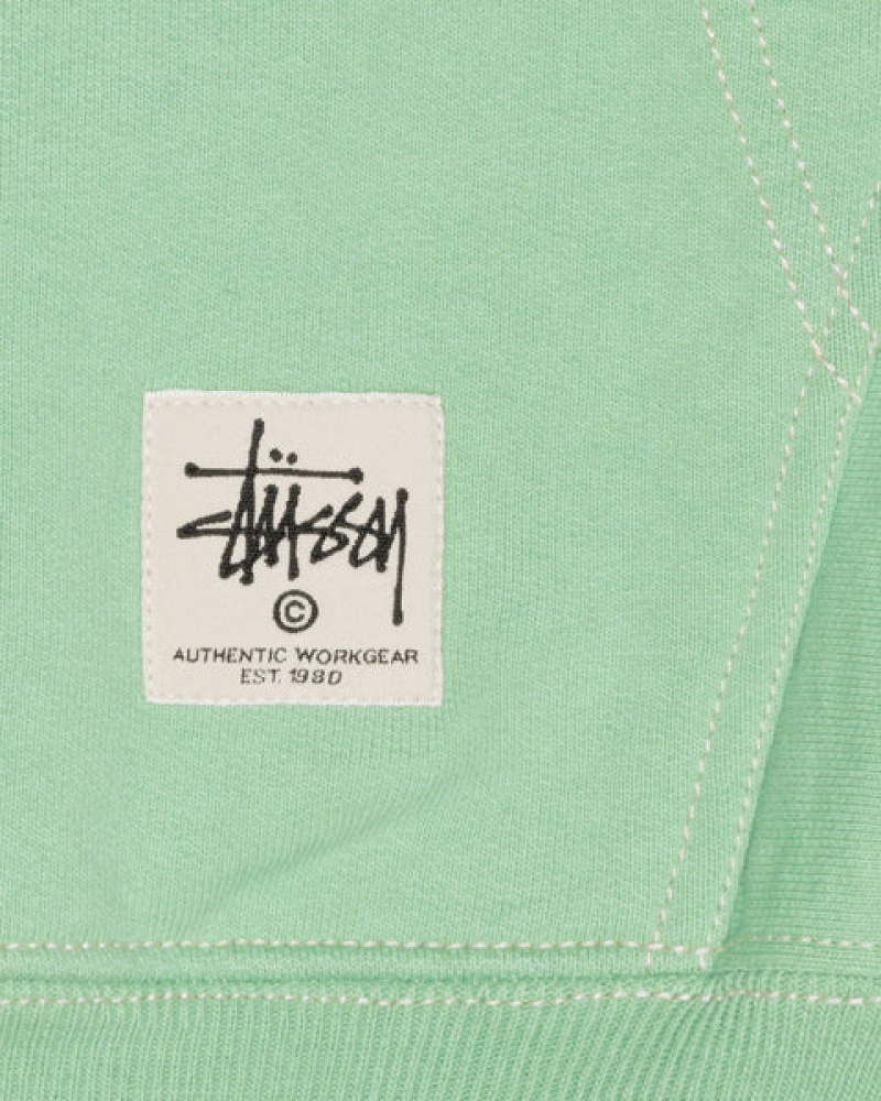 Stussy Contrast Stitch Label Hood Tişörtü Erkek Yeşil Türkiye | CEV-4831