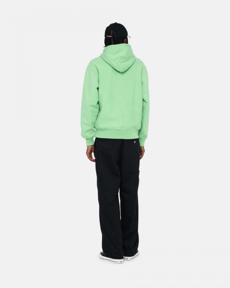 Stussy Contrast Stitch Label Hood Tişörtü Erkek Yeşil Türkiye | CEV-4831