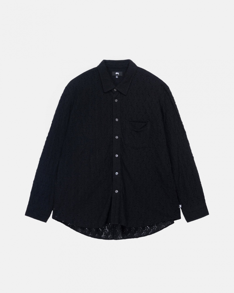 Stussy Dantel Ls Shirt Gömlek Erkek Siyah Türkiye | ZHV-8834