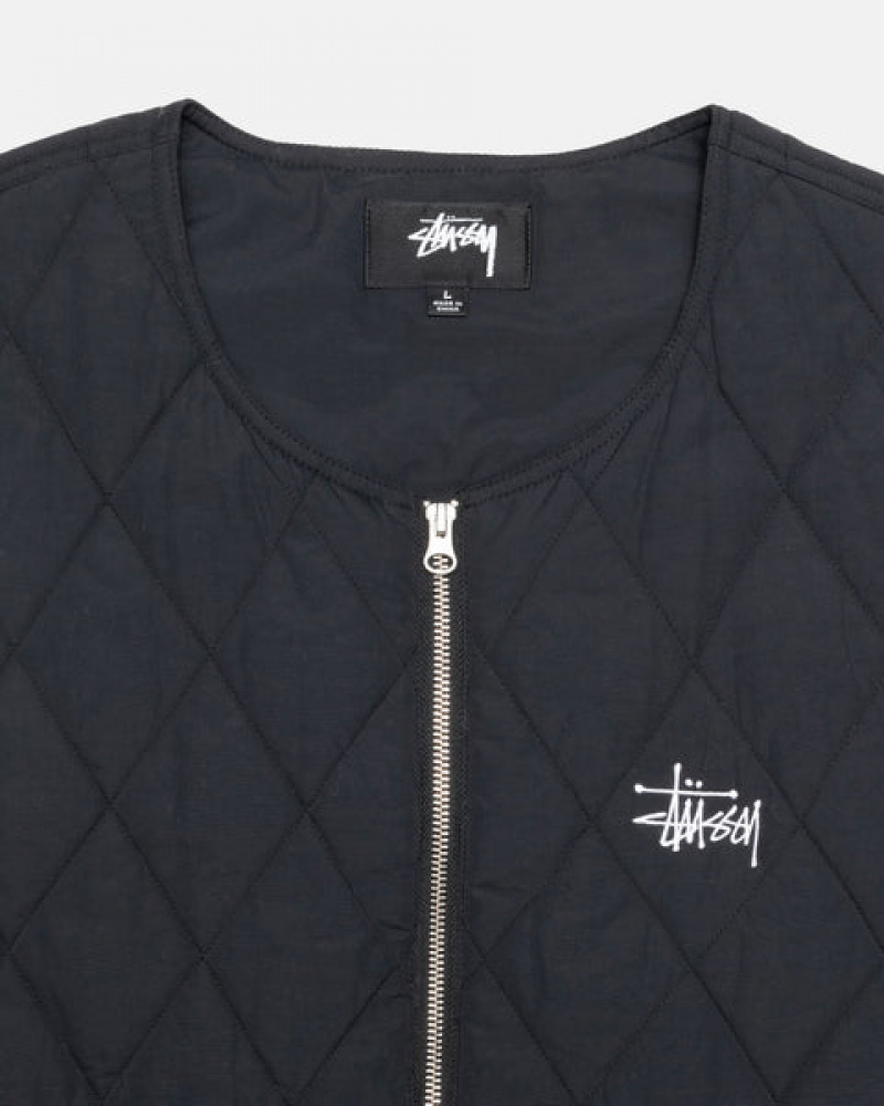 Stussy Diamond Kapitone Vest Yelek Erkek Siyah Türkiye | UGE-5044