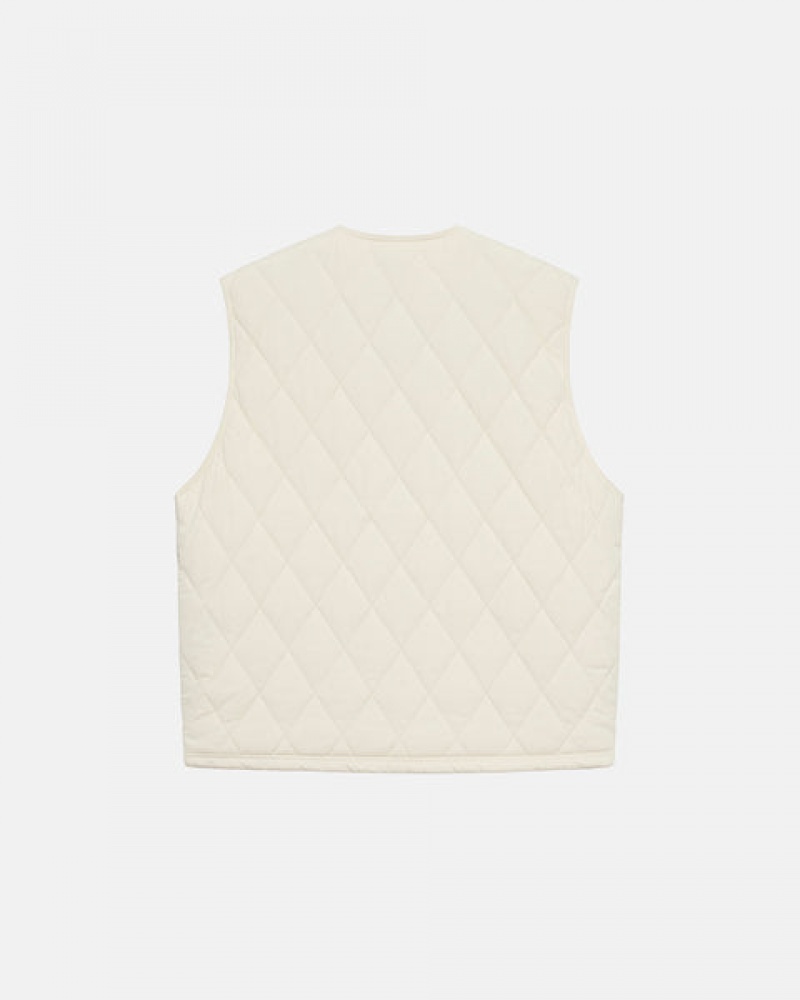 Stussy Diamond Kapitone Vest Yelek Erkek Krema Türkiye | SIW-0730