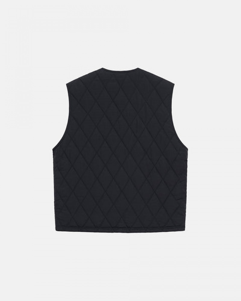 Stussy Diamond Kapitone Vest Yelek Kadın Siyah Türkiye | IKJ-5965