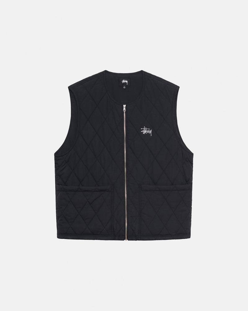 Stussy Diamond Kapitone Vest Yelek Kadın Siyah Türkiye | IKJ-5965