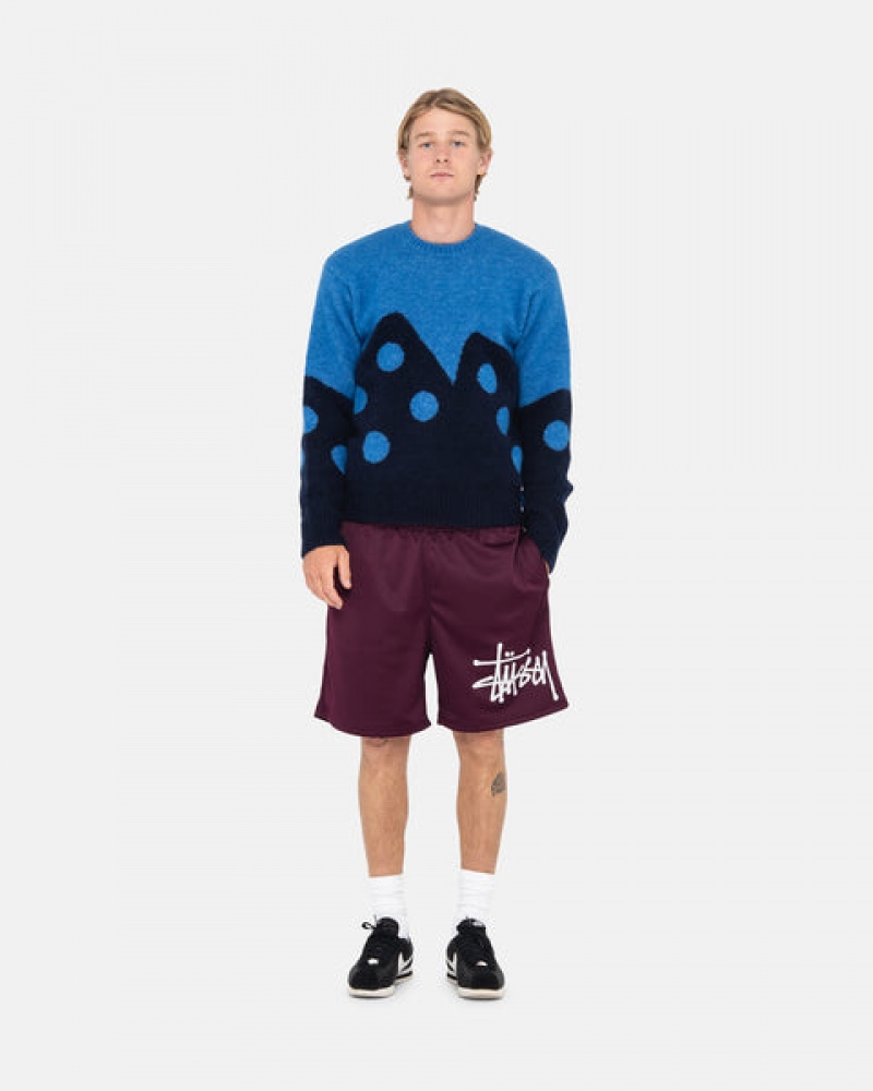 Stussy Dice Fuzzy Crew Kazak Kadın Mavi Türkiye | OQE-3495