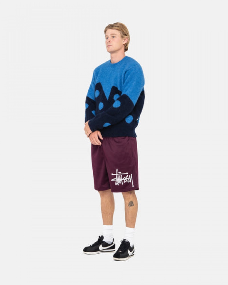 Stussy Dice Fuzzy Crew Kazak Kadın Mavi Türkiye | OQE-3495