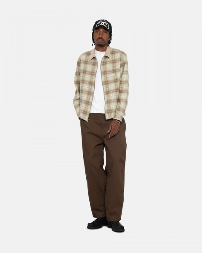 Stussy Frank Plaid Zip Shirt Gömlek Erkek Kahverengi Türkiye | LWP-3226