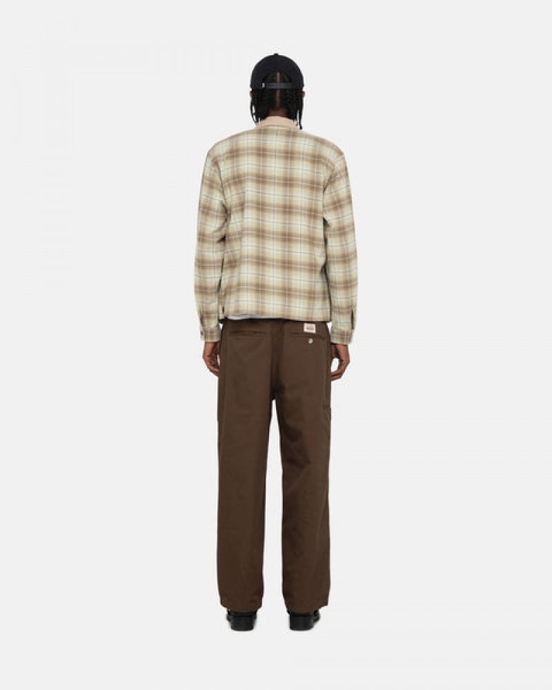 Stussy Frank Plaid Zip Shirt Gömlek Erkek Kahverengi Türkiye | LWP-3226