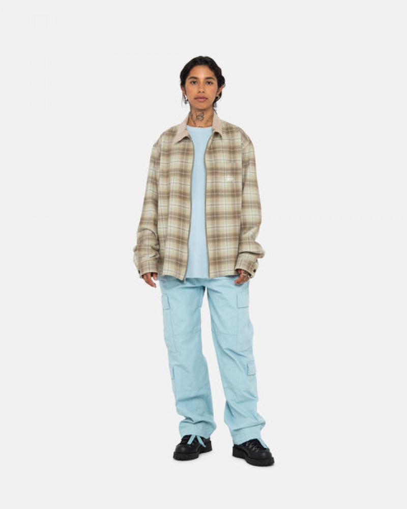 Stussy Frank Plaid Zip Shirt Gömlek Erkek Kahverengi Türkiye | LWP-3226