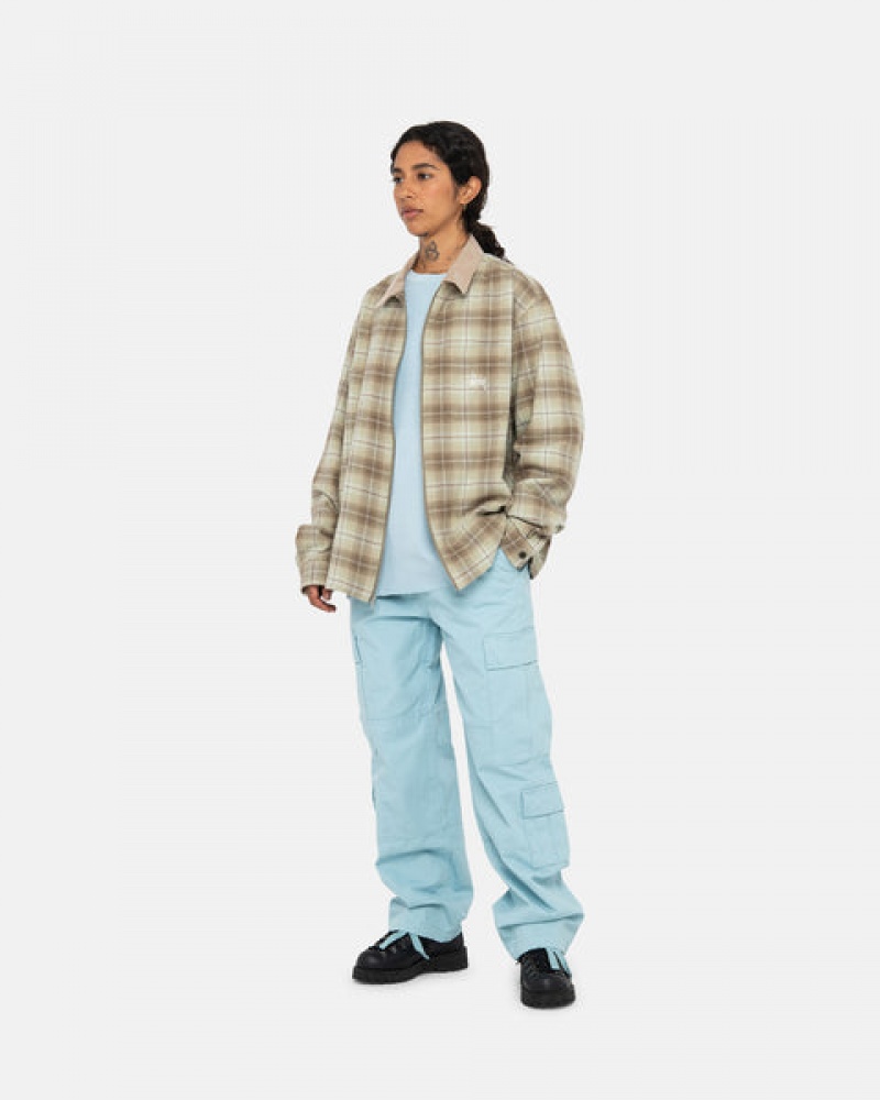 Stussy Frank Plaid Zip Shirt Gömlek Erkek Kahverengi Türkiye | LWP-3226