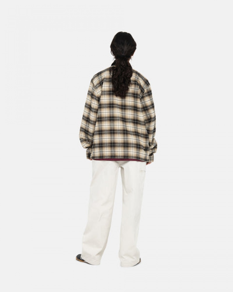 Stussy Frank Plaid Zip Shirt Gömlek Erkek Koyu Gri Türkiye | MOT-3068