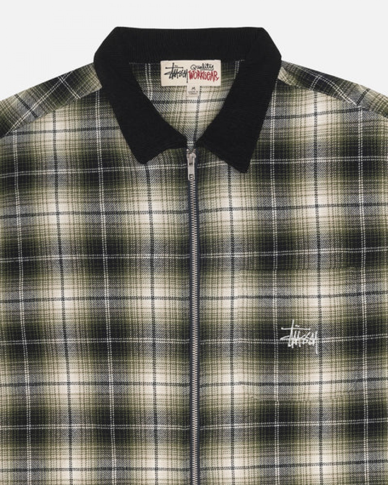 Stussy Frank Plaid Zip Shirt Gömlek Erkek Koyu Gri Türkiye | MOT-3068