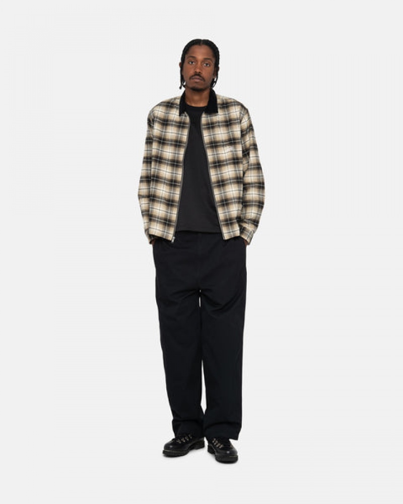 Stussy Frank Plaid Zip Shirt Gömlek Erkek Koyu Gri Türkiye | MOT-3068